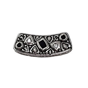 Lia Sophia - Shiny Silver and Black Enamel Slide Pendant "Byzantine"